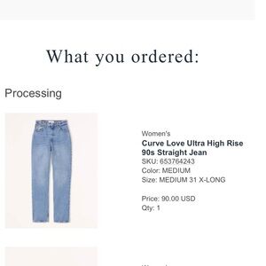 Abercrombie curve love ultra high rise 90s jeans